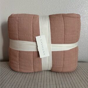 NWT King Heavyweight Linen Blend Quilt Light Adobe Clay - Casaluna